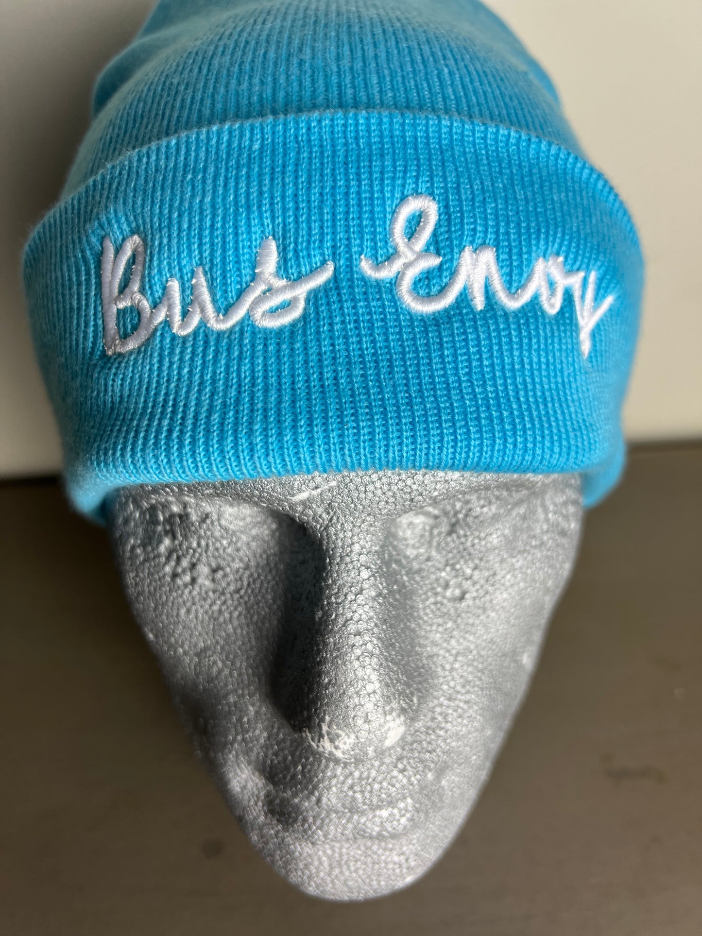 Unisex Beanie, Light Blue & White.