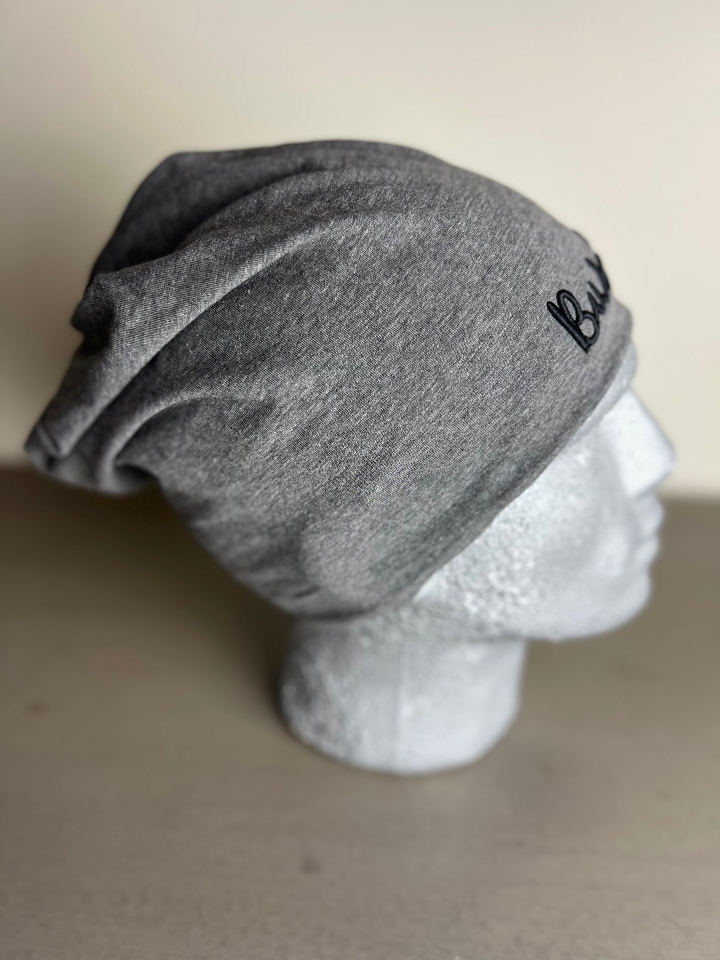 Unisex Slouchy Beanie, Charcoal Grey & Black.