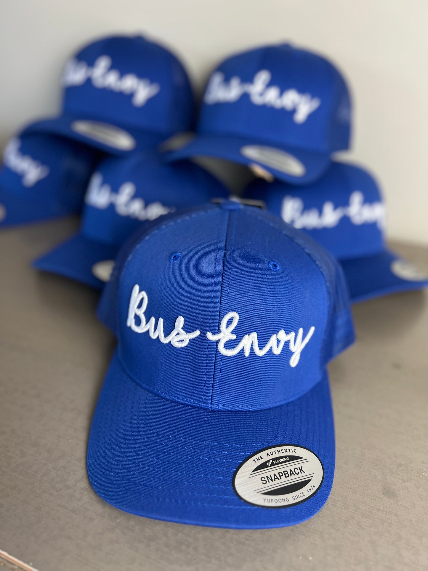 Snap Back Trucker Cap. Royal Blue/ white. 3D logo.