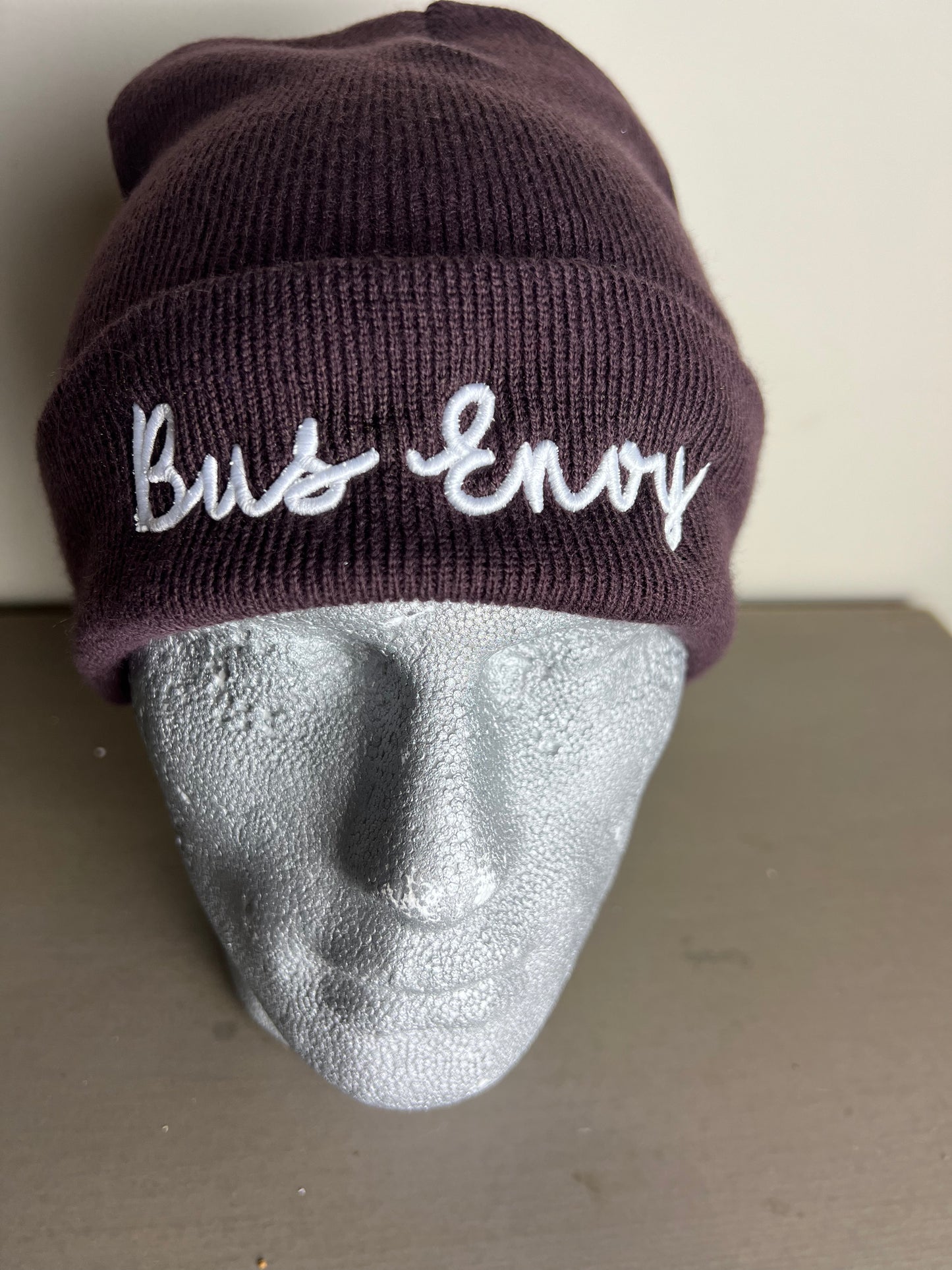 Unisex Beanie, Plum & White.